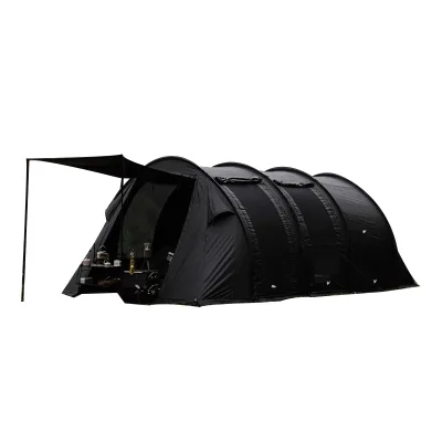 All Seasons Outdoor Camping Black Tunnel Tent Oxford Fabric With Aluminum Poles for Adventurers