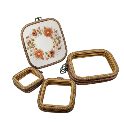New Square Imitated Wood Embroidery Hoop Cross Stitch Frame ABS Plastic Various Styles of Cross Stitch Stretcher Cross Stitch