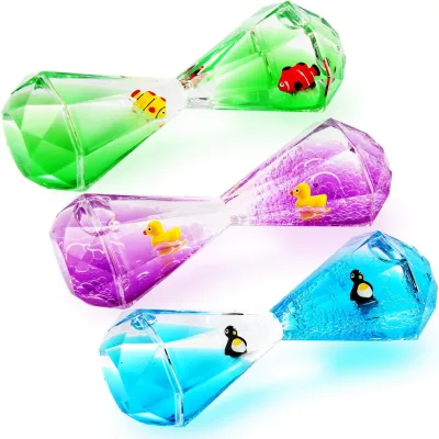 JITENG Liquid Motion Bubbler, Diamond Shaped Penguin Liquid Timer,Fidget Toy Stress Management ,Calming Relaxing Hourglass