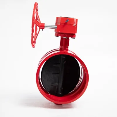Manual Turbine Handle Grooved Flange Signal Butterfly Valve for Water Supply System