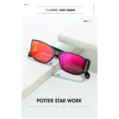 Retro high sense curved screen design cat eye white frame sunglasses women's anti ultraviolet square face sunglasses