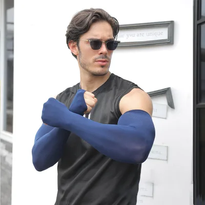 Plus Size Men Cycling UV Protection Sports Basketball White Arm Sleeves for Boys