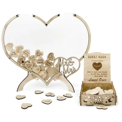 High Forest-style Wedding Supplies Creative Acrylic Guest-Book Stand Heart-Shaped China-Made Model YUQI036 Wholesale Available