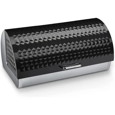 High Quality Cheap Black Embossed Metal Bread Box