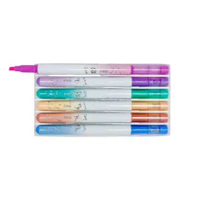 Glitter Highlighters 6 Sparkle Colors Chisel Tip Fluorescent Markers Quick-Dry for Kids Teens Adults School Office Art Supplies