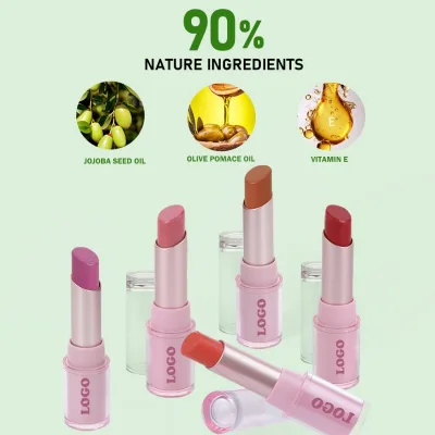 New Arrival Pink Tube Lipstick Moisturizing Waterproof Makeup Non-Stick Long Lasting Cosmetics Lipstick Custom Logo