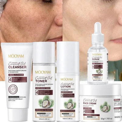 Private Label Coconut Extract Skincare Products Set Anti Aging Brightening Firming Whitening Skin Care Set