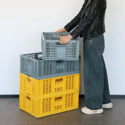 Heavy Duty Vegetable Fruits Storage and Transport Plastic Collapsible Storage Crate