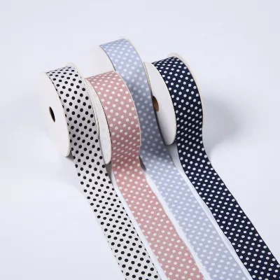 Black and White Double Sides Polka Dot 100% Polyester High Tenacity Gift Packaging Decor Ribbon