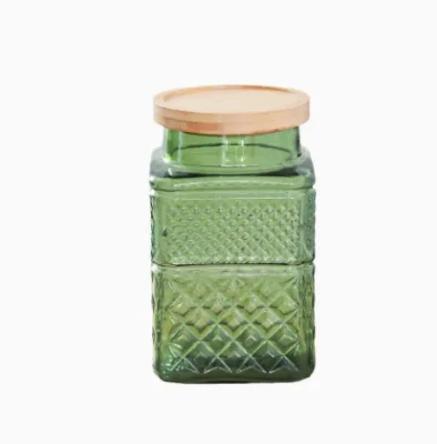 Wholesale Retro Wide Opening Square Glass Storage Jar Large Capacity Airtight Seal for Kitchen Coffee Beans & Dry Goods