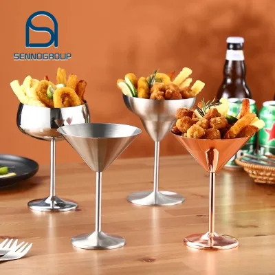 Creative Custom Snack Dish Dried Fruit Goblet Cup Coupe Champagne Glass Unbreakable Stainless Steel Martini Glasses