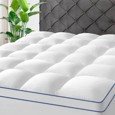 Good Quality Extra Thick Alternative Fill Overfilled Plush Pillow Top with 8-23 Inch Deep Pocket White Color Mattress Pad Cover