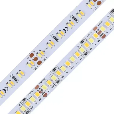 High Quality Cri95 CCT Dimmable 2835 3014 2216 154leds/m 240leds 192 256 Leds 1m 24v Ip20 Ip65 Ip67 2835 Cct Led Light Strip