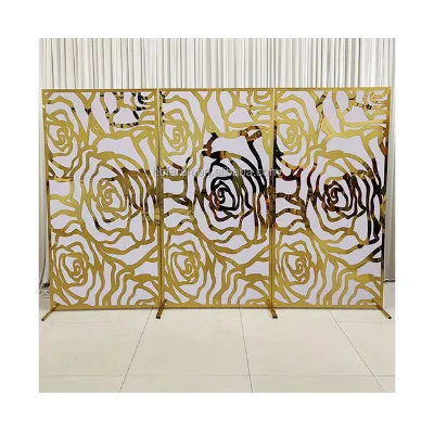 Luxury Gold Rose Gold Carving Background Rectangular Wedding Background Wedding Event Decoration