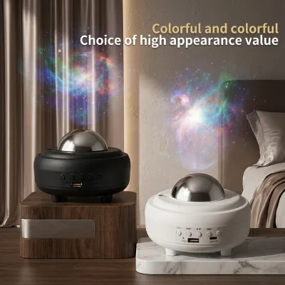 Galaxy Projector Night Light Bluetooth Speaker Starry Sky RGB USB Rechargeable Home Bedroom Decor Atmosphere Lighting Display