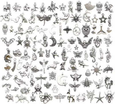 Antique Silver Color 100pcs of Metal Pendant Charms for DIY Jewelry Making Findings Metal Charms for Wholesale3