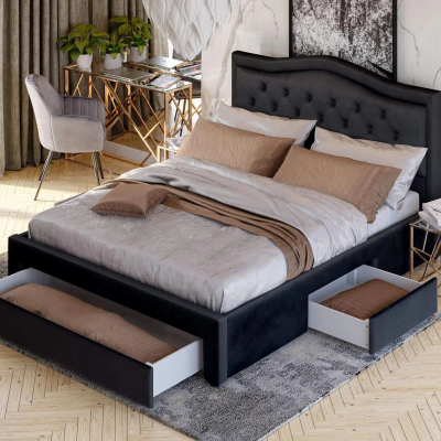 Simple Bed Fabric Bed Bedroom Furniture Hotel Villa Bed