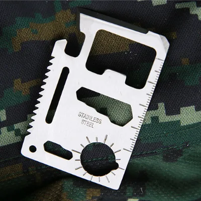 Wholesale 11-Function Stainless Steel Credit Card Size Survival Pocket Tool for Promotional Tool Kits