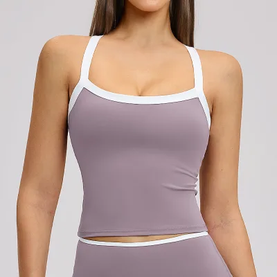 Women Color Block Cut Out Yoga Tank Buttery Soft Gym Running Workout Sleeveless Top 2027