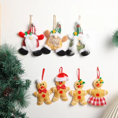 Products Creative Christmas Gingerbread Man Pendant Santa Claus Decoration Props Holiday Scene Arrangement Accessories