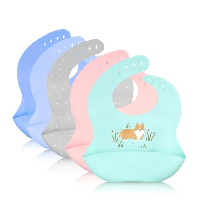 Hot Sale Custom Printing Logo Baby Feeding Silicone Bibs