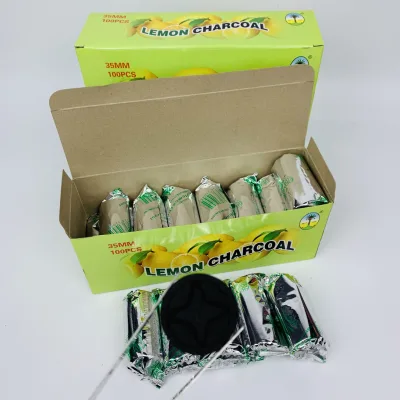 Arabic shisha charcoal low ash 33/40mm wood charcoal shisha accessories quick-burning shisha charcoal lemon flammable charcoal