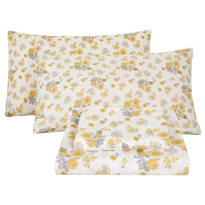 Aoyatex Wholesale Best Design New Life Style Bed Sheets Set Yellow Rose Pattern Cooling Bed Sheets