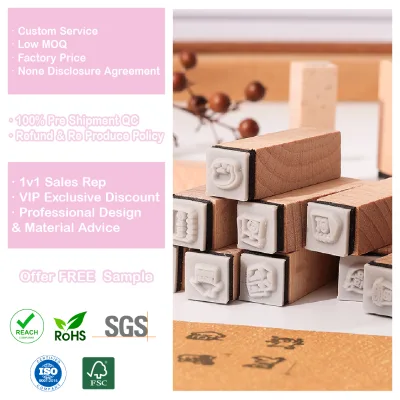 Jiashuo Customized Wooden Rubber Stamp for Wedding Decoration with Ink Pad-Antique Retro Style