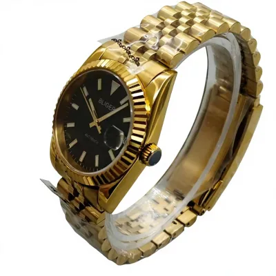 BLIGER 36mm/39mm Stainless Steel Silver Dial Gold NH35A Automatic Men's Watch Sapphire Crystal Luminous Dial Complete Calendar