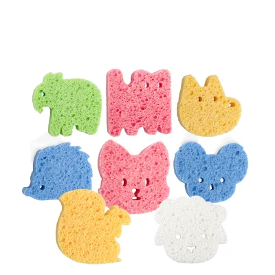 Cute Printed Wood Pulp Biodegradable Sustainable Dishwashing Sponge Natural Material Quick Dry Scrub Pad for Home Restaurant Use