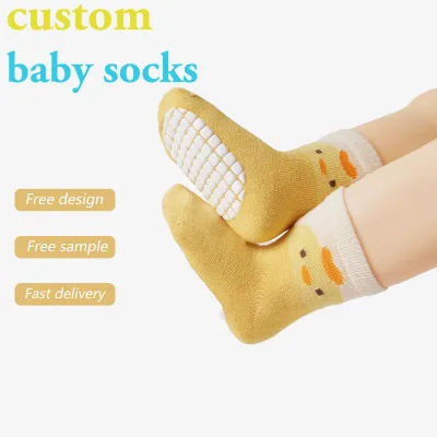 Custom Baby Floor Socks Soft and Comfortable Cute Animal Pattern Anti-Slip and Breathable Crew Height for Spring