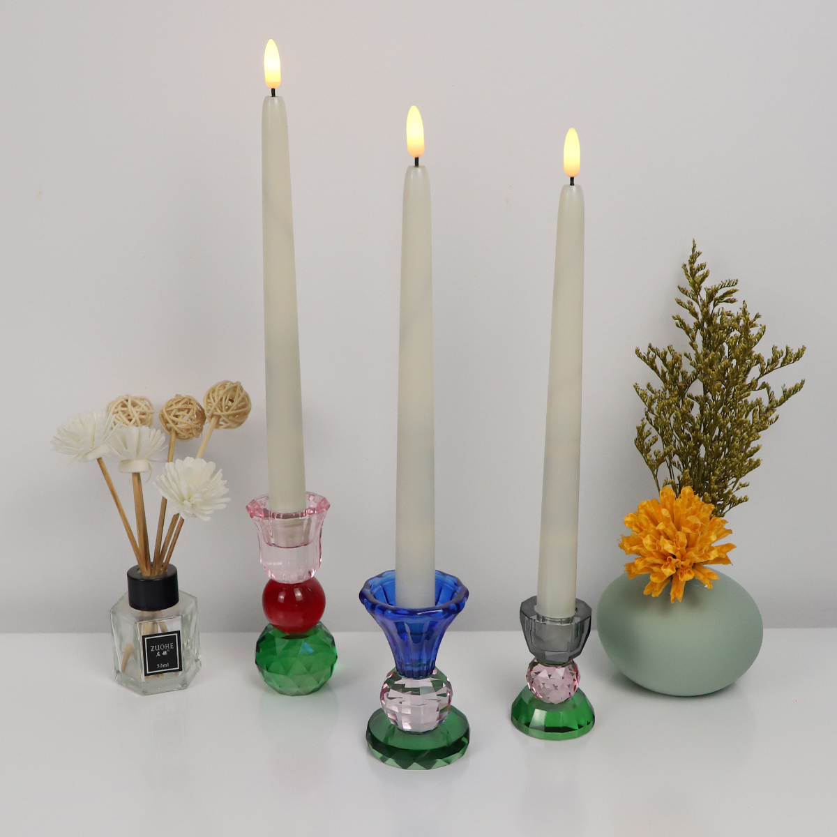 Modern Table Stand Candle Holder With Diamond Cutting Vintage Crystal Candle Holders Home Decoration Tealight Candlestick