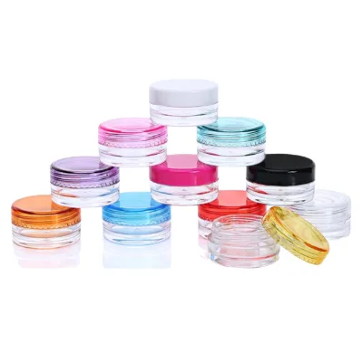 High Quality Clear Plastic Empty Cosmetic Jar with Colorful Lids 3G-50G PS Range for Face Cream