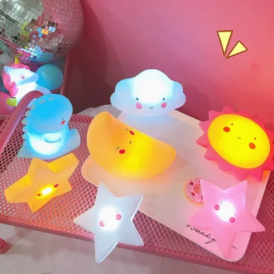 Modern Luminous Toy for Kids Ins Creative Stars Moon Clouds Night Light with Logo Plug-in AAA Battery for Bedroom