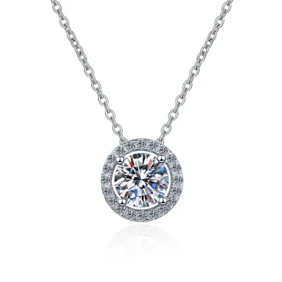 925 Sterling Silver Moissanite Necklace for Women K-Style Casual Bag Pendant Manufacturer Direct Hot-Selling Quality Jewelry