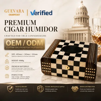 Luxury Checkerboard Inlaid Wood Cigar Humidor Hand Carved Cedar Lined Cigar Storage Box With Hygrometer Humidifier Locked Gift