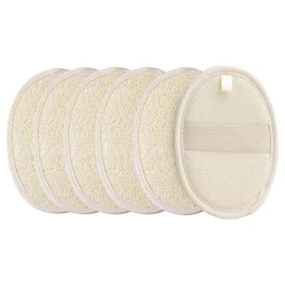 CF 100% Natural Loofah Bath Pad with Hand Strap Dry Wet Use Body Exfoliating Scrubber Reusable Hanging Shower Sponge Skin Care