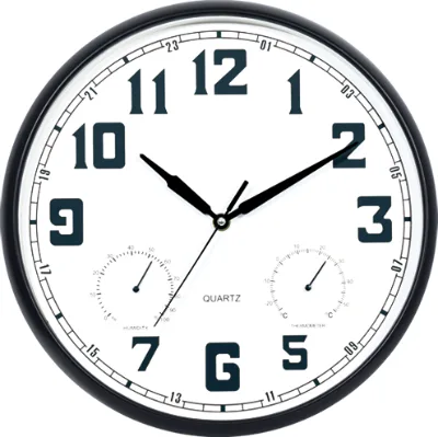 13 Inch Customize logo Double Face Plastic Wall Clock with Thermometer Hygrometer Modern Decorative Custom Wall Clock
