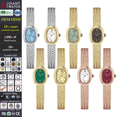OEM ODM New Oval Beautiful Ladies Watches for Women Girl Simple and Stainless Steel Strap Quartz Minimalist Wristwatches