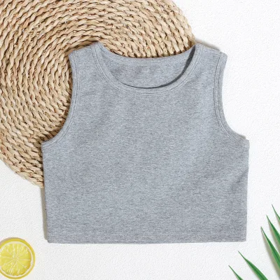 Factory Manufacture Trendy Kids Fashion Sports Sleeveless Soft Cotton Outdoor Crop Tank Baby Tops