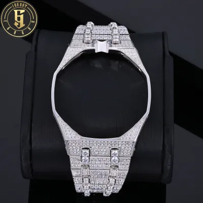 Luxury Watch Strap Stainless Steel Hand Setting VVS Moissanite Diamond Buss Down Watch Band and Bezel Set for Royal Pop
