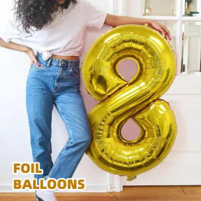 Kid Toys Wholesale 40 Inch Giant Number Single Balloons & Accessories for Wedding Supplies Decoration Gold Digit Globos