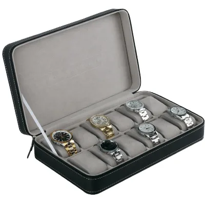 Custom Black Watch Box Luxury High Quality Leather Watch Boxes for Men