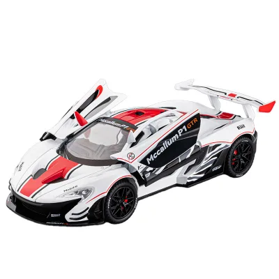 Diecast Model Car 1/22 P1-gtr Racing Car With Sound and Light Pullback Door Open Diecast Collector Metal Car Mode