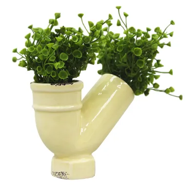 Decorative Water Pipe Design Ceramic Flower Pot Can Add logo Personality Modeling Plant Pot