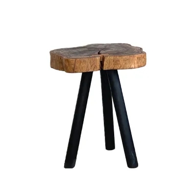 Wabi Sabi Decorative Eco-Friendly Durable Wooden Coffee Table with Irregular Shape for Living Room