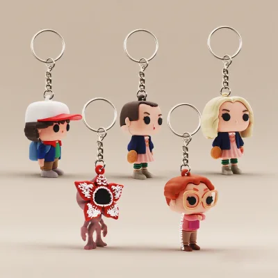 Cute 80s Inspired Psychic Kids Sci Fi Show Character Figure Keychain Pendant Collectible Toy Key Ring Gift for Kids Adults