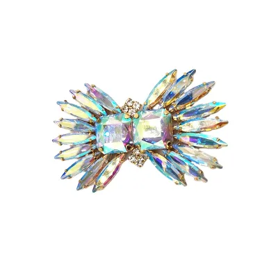 Factory Custom Design Bling Crystal ab Rhinestone Embellished Applique Sew on Glass Patches for Wedding Dress Accessories