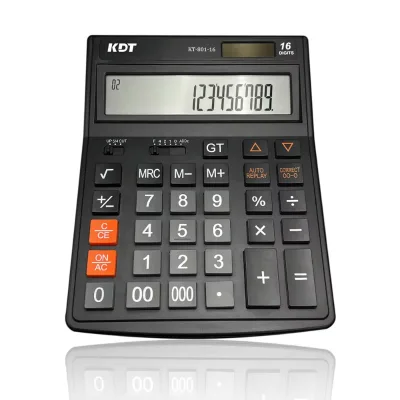 KT-801 16-Digit Solar Battery Electronic Office Smart Calculator Comfortable Touch Check Correct Function Big LCD Display