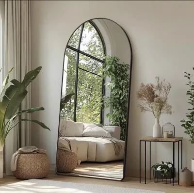 Wholesale MOQ 50pcs Oversized Full-Length Alloy Arched Minimalist Floor Mirror Bulk Order Factory Direct OEM